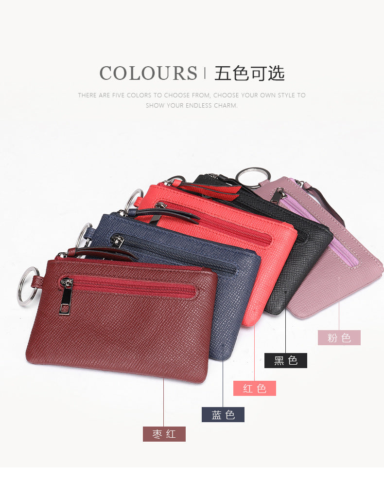 Men's Wallet Cow Leather Retro Casual Zipper Large Capacity Men's Wallet Coin Bag 