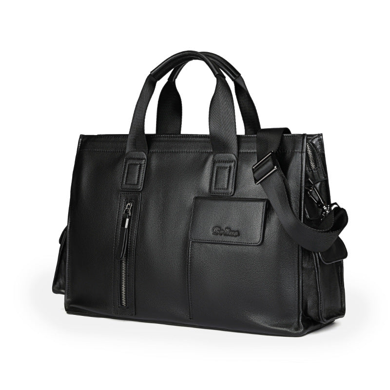 Men's handbag, genuine cowhide leather, computer bag, business large-capacity briefcase 