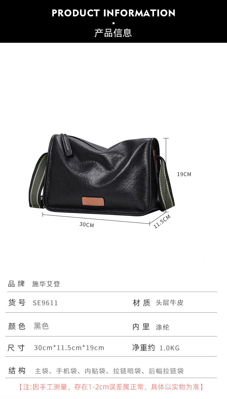 メンズショルダーバッグ 牛皮本革製　ファッション カジュアル通勤斜めがけバッグ