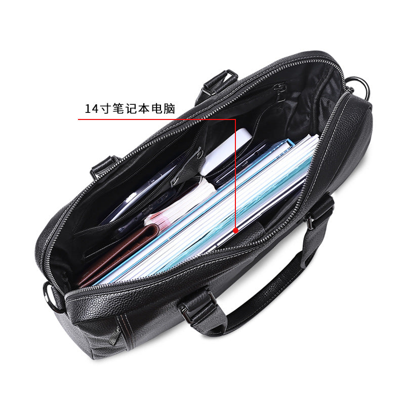Men's handbag Genuine leather cowhide computer bag Business large capacity briefcase Men's handbag 