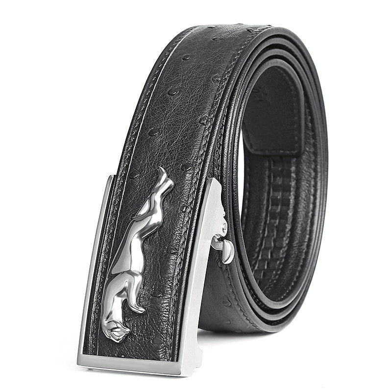 Ostrich skin men's belt genuine leather business casual automatic buckle width 3.4cm high quality male belt 