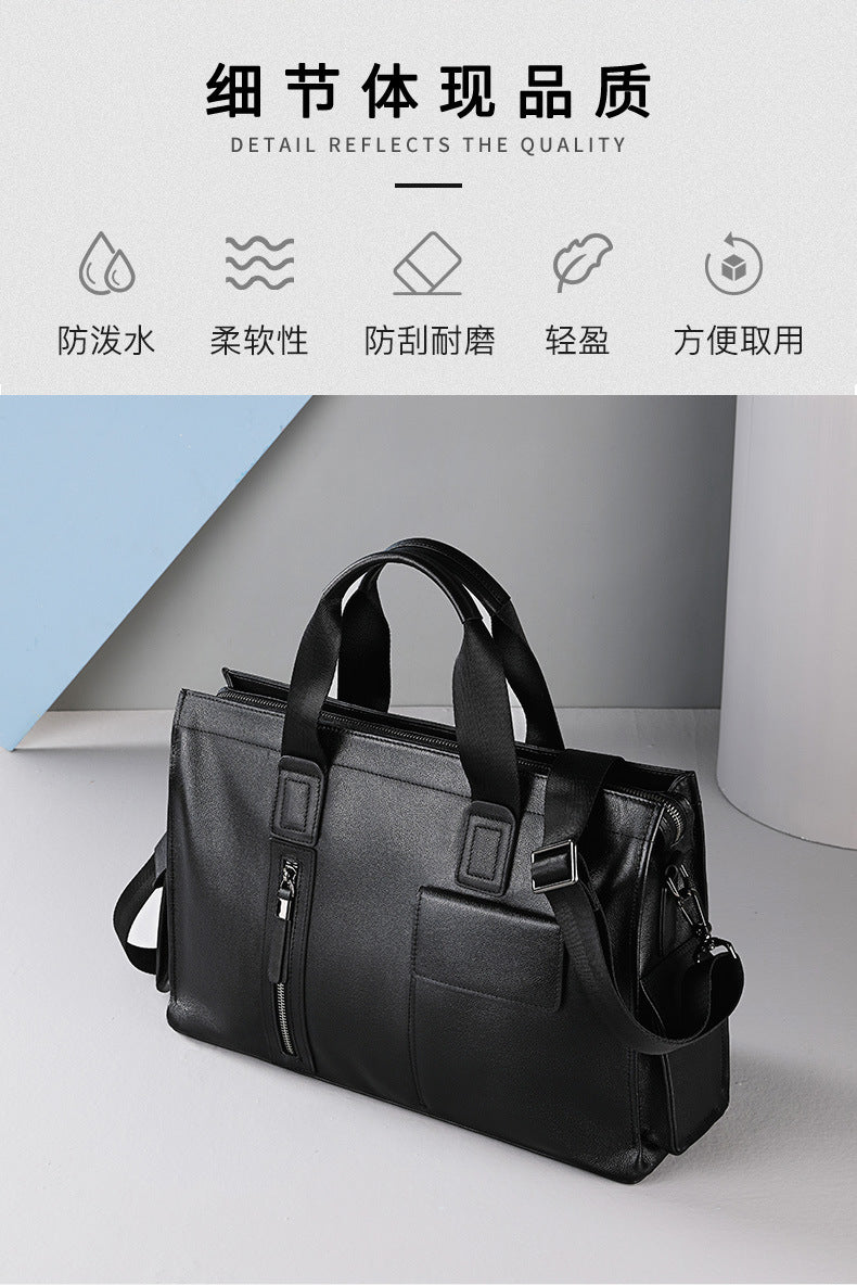 Men's handbag, genuine cowhide leather, computer bag, business large-capacity briefcase 