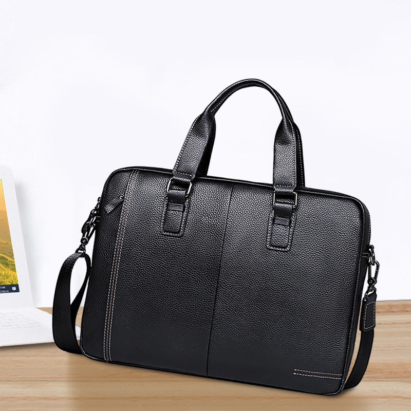 Men's handbag Genuine leather cowhide computer bag Business large capacity briefcase Men's handbag 
