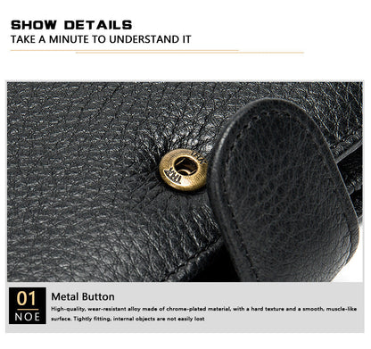 Men's wallet cowhide texture lychee pattern card holder business wallet for men 
