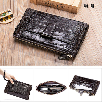 Men's Wallet Cow Leather Crocodile Crest Fashion Clutch Bag Smartphone Coin Card Holder Men's Wallet 