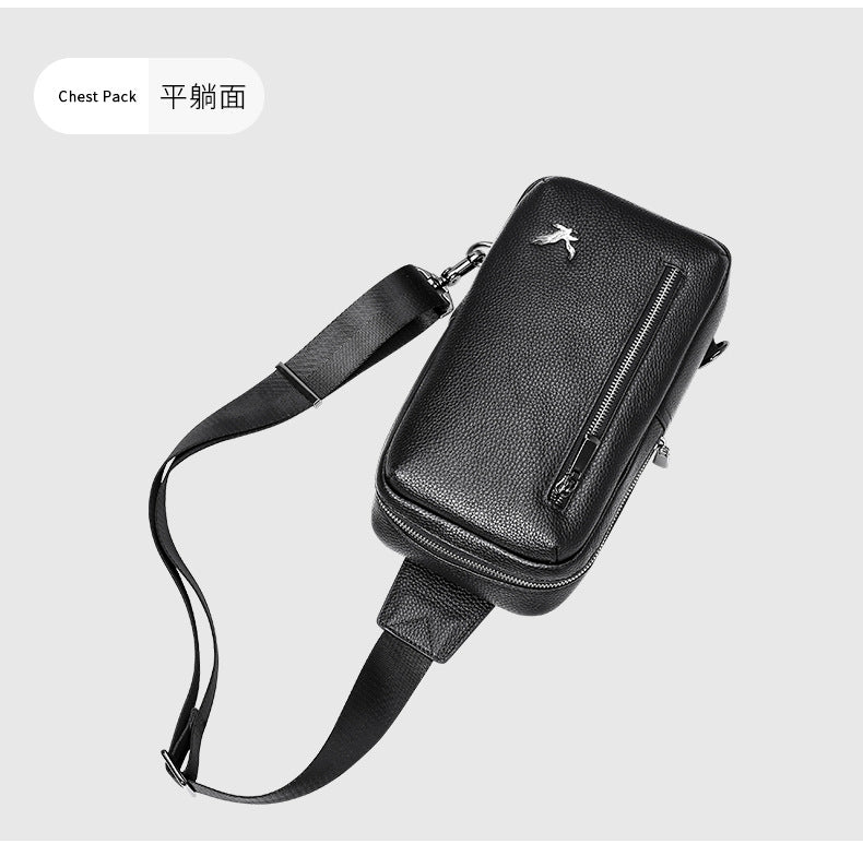 メンズバストバッグ  牛皮 韩国 カジュアルファッションシンプル 斜めがけバッグ