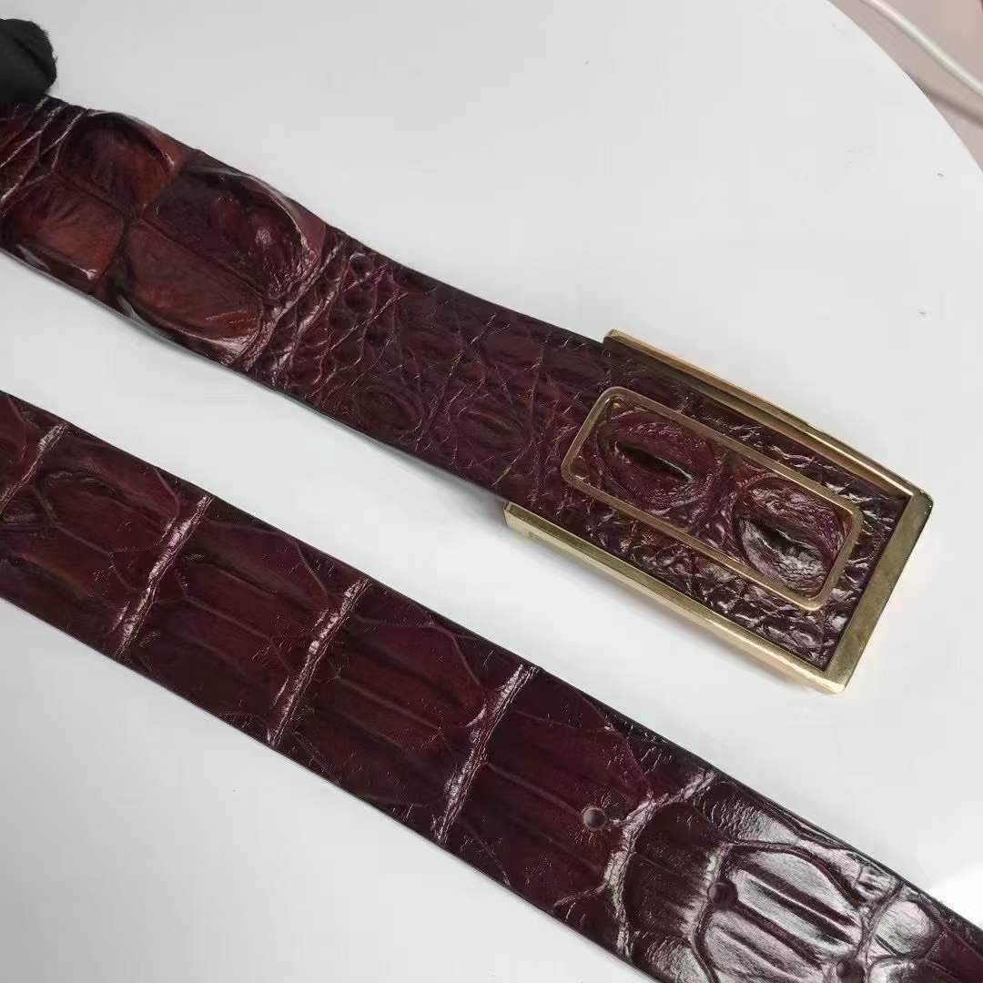 Men's Belt Nile Big Bone Crocodile Skin Genuine Leather Business Casual Width 3.8cm Men's Belt Gift Present 