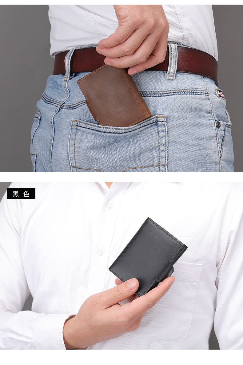 Men's wallet cowhide tri-fold coin purse men's wallet 