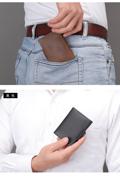 Men's wallet cowhide tri-fold coin purse men's wallet 