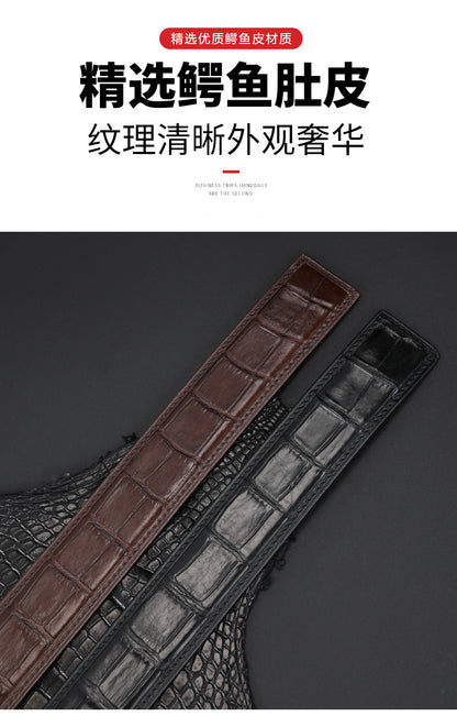 新型メンズベルトワニの皮 本革製つなぎ合わせなしファッションカジュアル男性ベルト