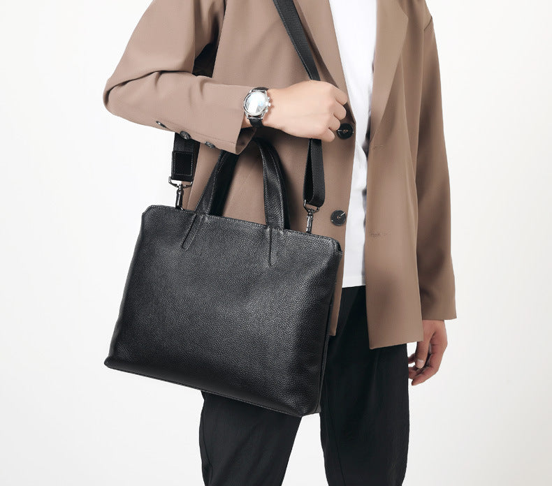 Men's handbag genuine cowhide leather business casual large capacity briefcase handbag 