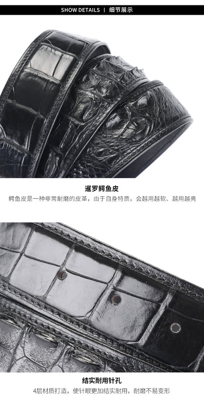 Men's Belt Crocodile Skin Genuine Leather Width 3.8cm Casual Men's Belt 