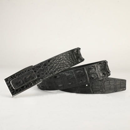 Men's Belt Nile Big Bone Crocodile Spine Genuine Leather Smooth Buckle Business Casual High Quality Men's Belt 