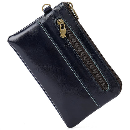 Men's Wallet Cow Leather Retro Casual Zipper Large Capacity Men's Wallet Coin Bag 