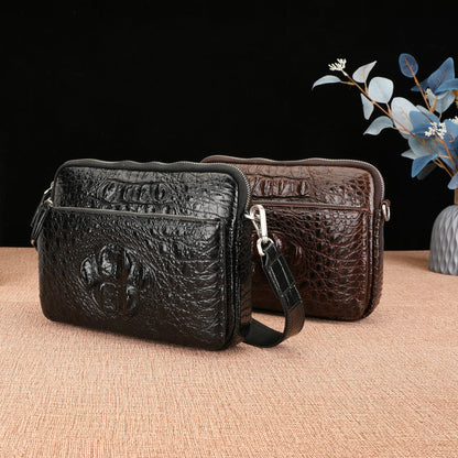 Crocodile Bone Skin Men's Shoulder Bag Messenger Bag Genuine Leather Large Capacity Casual Fashion Crossbody Bag for Men 
