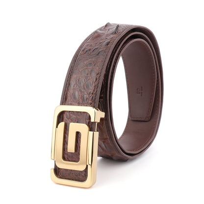 Men's Belt Crocodile Skin Genuine Leather Width 3.8cm Casual Men's Belt 