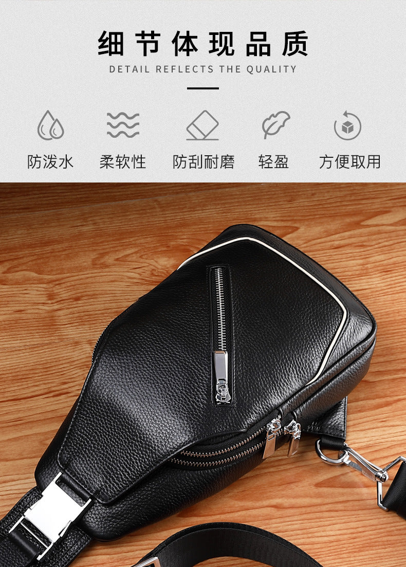 メンズバストバッグ 牛皮本革製 韩国 ファッション カジュアル 斜めがけバッグ