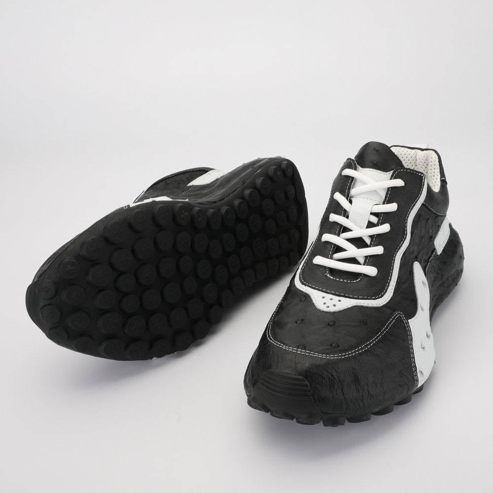 Men's Shoes Made of Ostrich Skin Genuine Leather Men's Shoes In-Heel Anti-Slip Fashion Casual Sneakers 