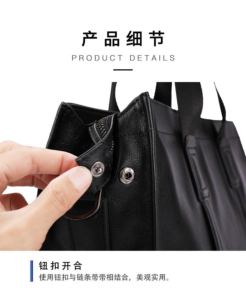 Men's handbag, genuine cowhide leather, computer bag, business large-capacity briefcase 