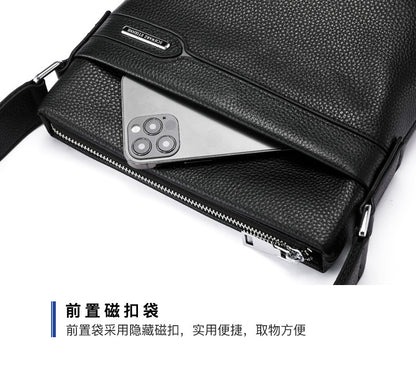 メンズショルダーバッグ 本革製牛皮 ビジネス 男性用 斜めがけバッグ