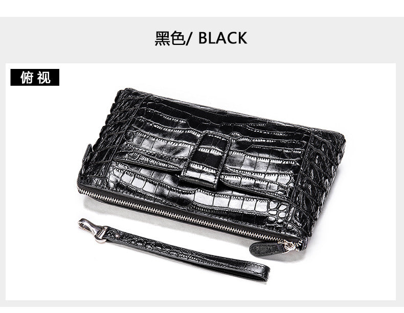 Men's Wallet Cow Leather Crocodile Crest Fashion Clutch Bag Smartphone Coin Card Holder Men's Wallet 