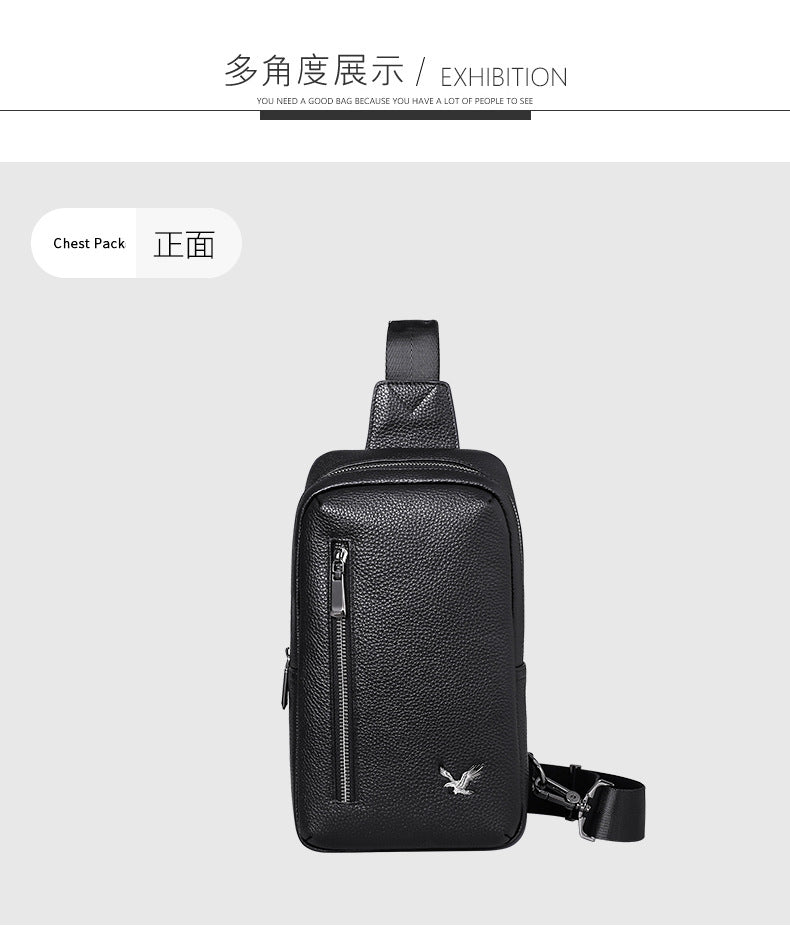 メンズバストバッグ  牛皮 韩国 カジュアルファッションシンプル 斜めがけバッグ