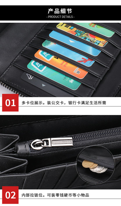 メンズ財布  牛皮本革製 クラッチバッグ 大容量 カード入れ 男性用手首バッグ