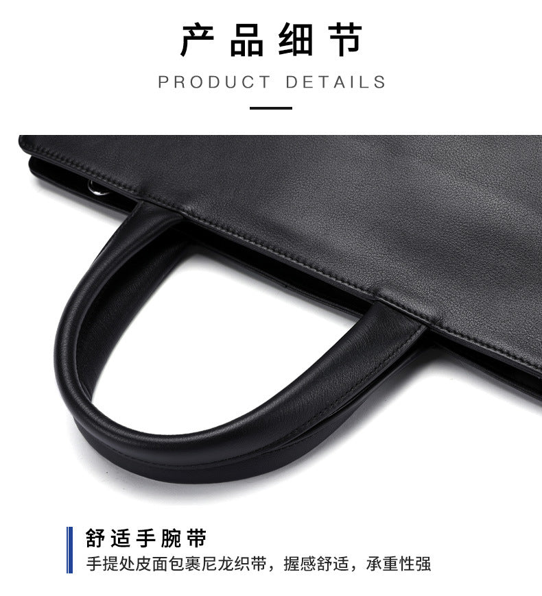 Men's Handbag Genuine Cow Leather Computer Bag Large Capacity Briefcase for Business Trips 