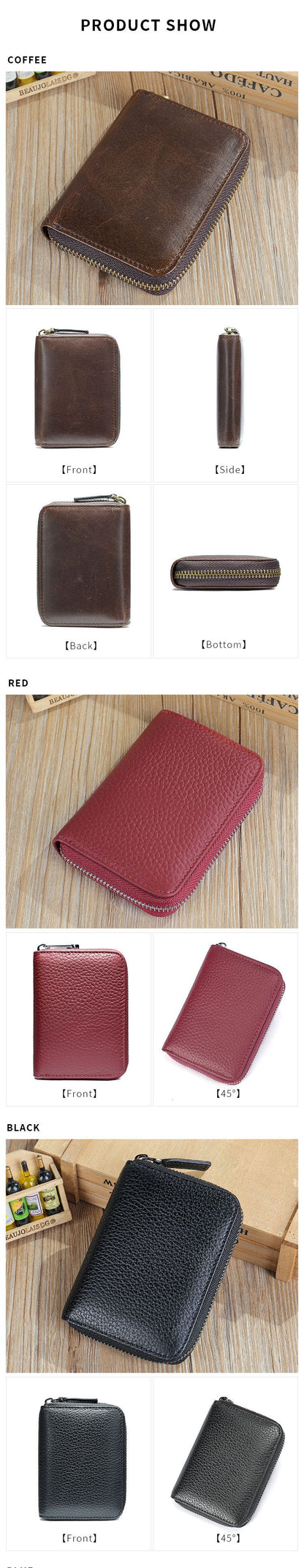 Men's wallet cowhide anti-theft brush coin purse card bag multifunctional men's wallet handbag 