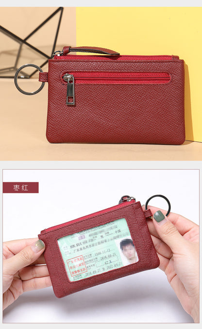 Men's Wallet Cow Leather Retro Casual Zipper Large Capacity Men's Wallet Coin Bag 