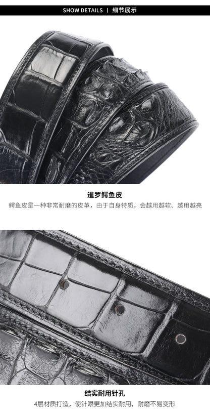 新型メンズベルト シャムワニ皮 本革 つなぎ合わせなしファッション カジュアル 男性用ベルト