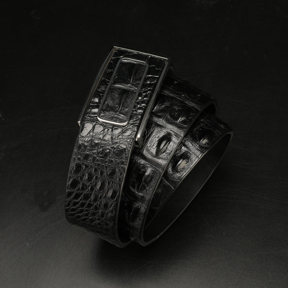 Men's Belt Nile Big Bone Crocodile Spine Genuine Leather Smooth Buckle Business Casual High Quality Men's Belt 