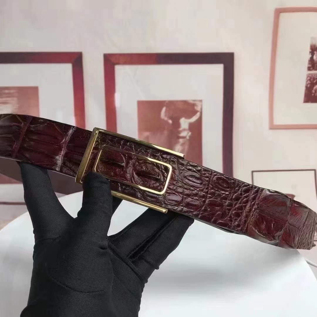 Men's Belt Nile Big Bone Crocodile Spine Genuine Leather Smooth Buckle Business Casual High Quality Men's Belt 