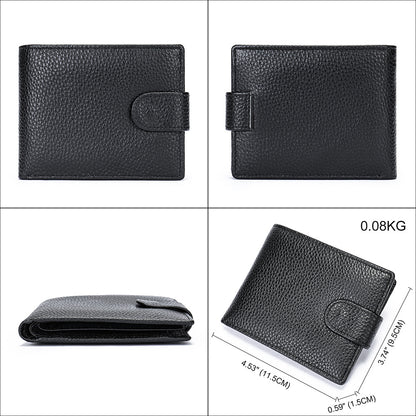Men's Wallet RFID Genuine Cowhide Leather Card Holder Coin Casual Retro Large Capacity Clutch Bag 