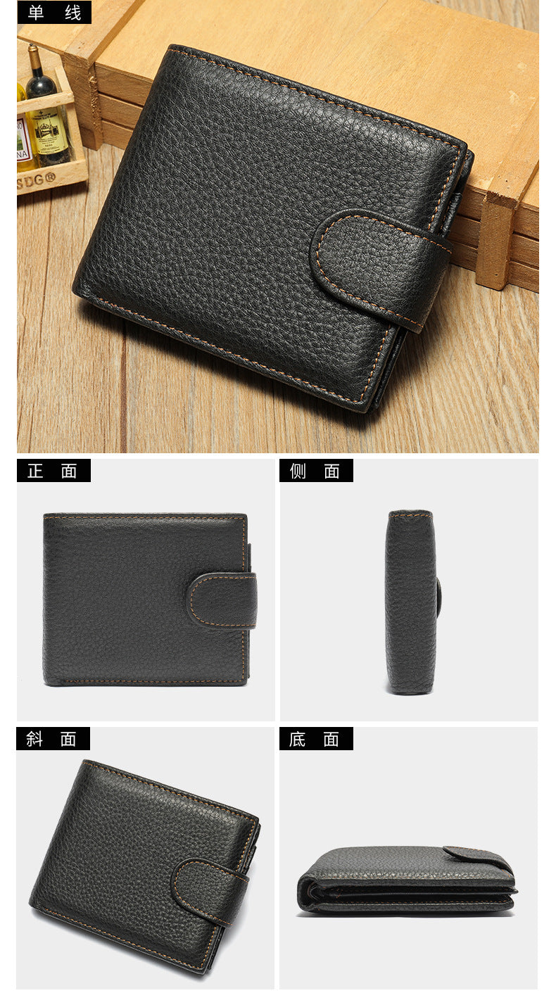 Men's short wallet made of genuine cowhide leather Casual men's wallet 