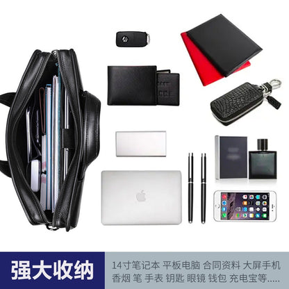 Men's handbag genuine cowhide leather computer bag business briefcase 