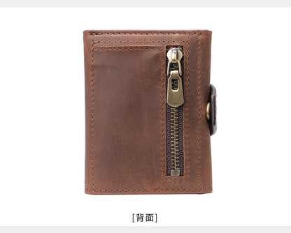 Men's wallet cowhide tri-fold coin purse men's wallet 