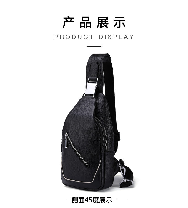 メンズバストバッグ 牛皮本革製 韩国 ファッション カジュアル 斜めがけバッグ
