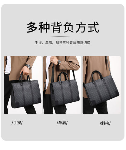 Men's Briefcase Simple Fashion Large Capacity Handbag Business Casual Handbag Crossbody Shoulder Bag 