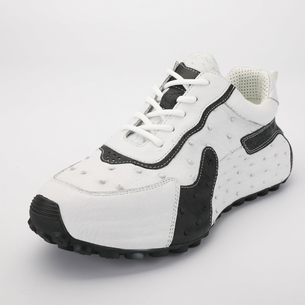 Men's Shoes Made of Ostrich Skin Genuine Leather Men's Shoes In-Heel Anti-Slip Fashion Casual Sneakers 