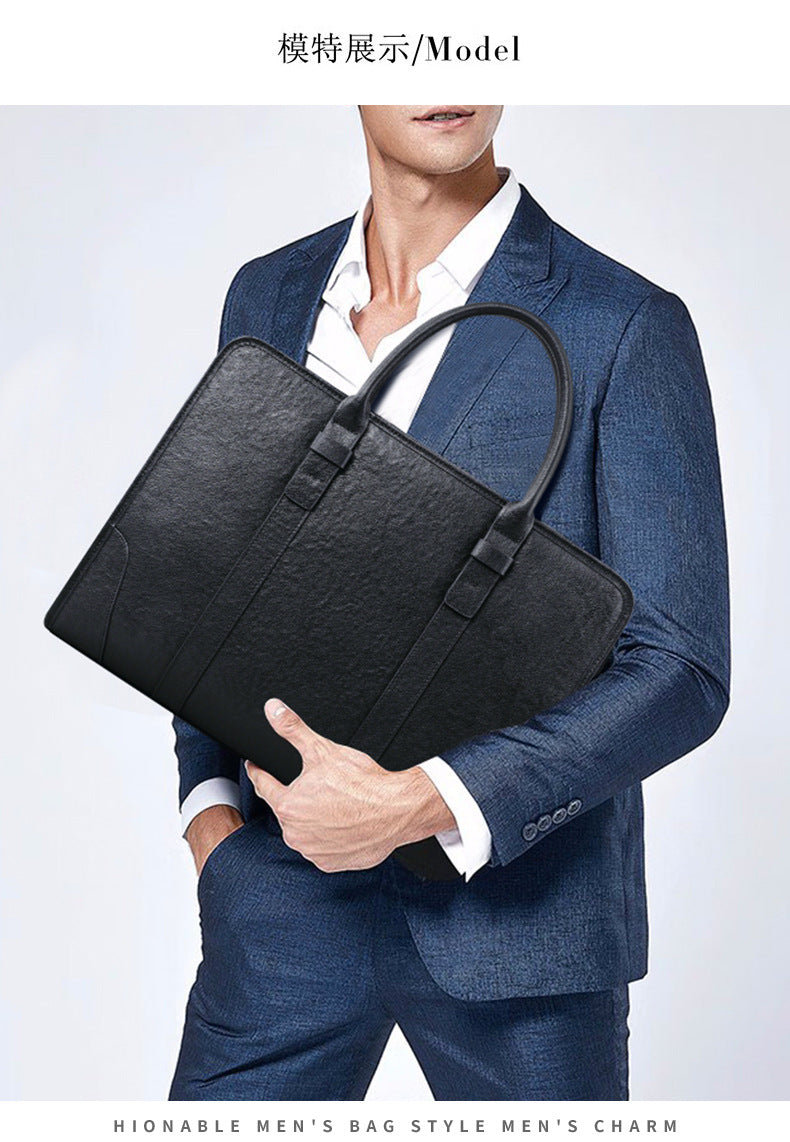 Men's handbag, genuine cowhide leather, handbag, crossbody bag, large capacity computer briefcase 