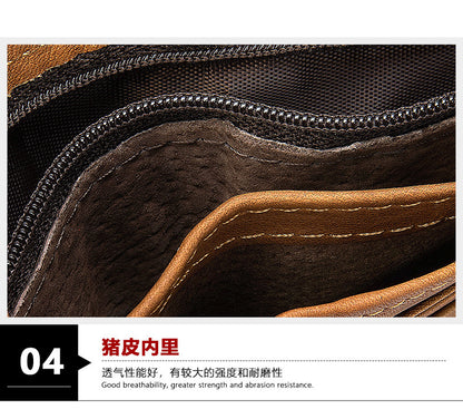 Men's Wallet, Cowhide, Genuine Leather, Thin Foldable, Coin Card Holder, Men's Wallet 