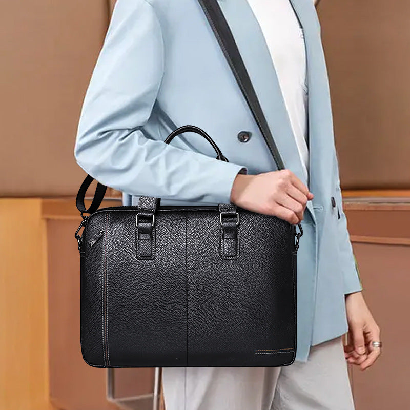 Men's handbag Genuine leather cowhide computer bag Business large capacity briefcase Men's handbag 