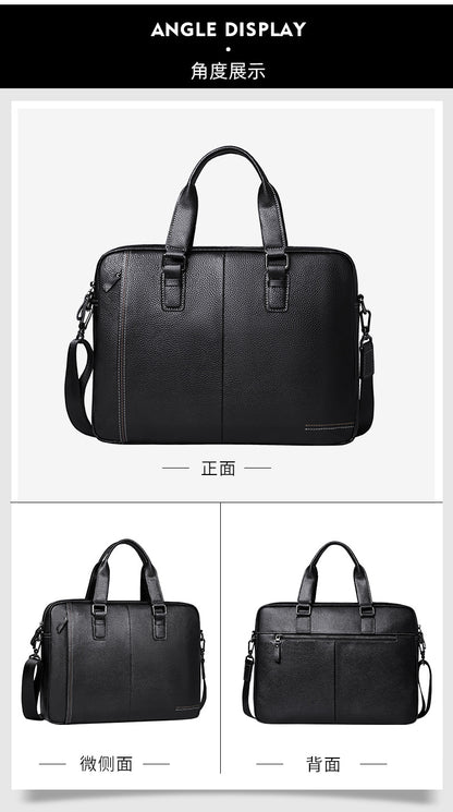 Men's handbag Genuine leather cowhide computer bag Business large capacity briefcase Men's handbag 