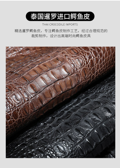 Men's Belt Siamese Crocodile Skin Genuine Leather Smooth Buckle Business Casual Men's Belt 