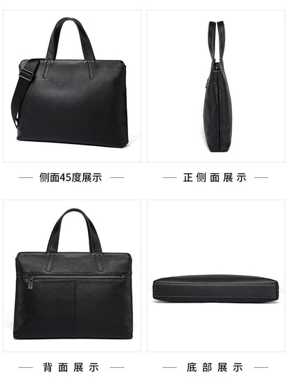 Men's handbag genuine cowhide leather business casual large capacity briefcase handbag 