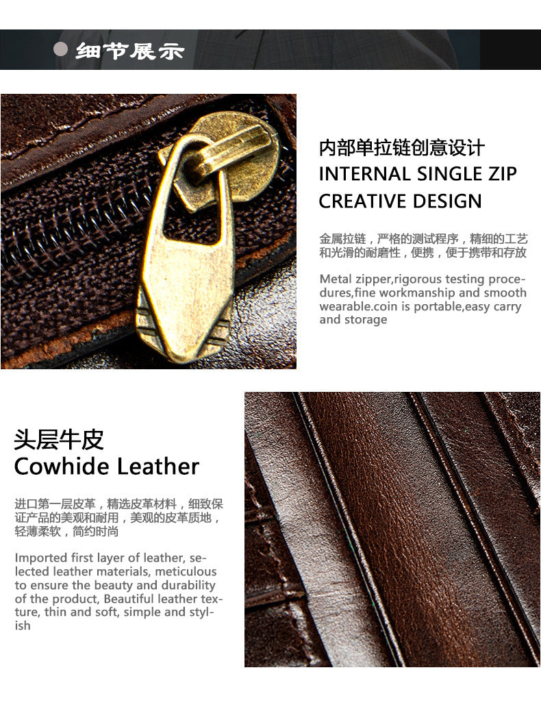Men's Wallet Cow Leather Genuine Leather Separable Men's Wallet Card Bag 