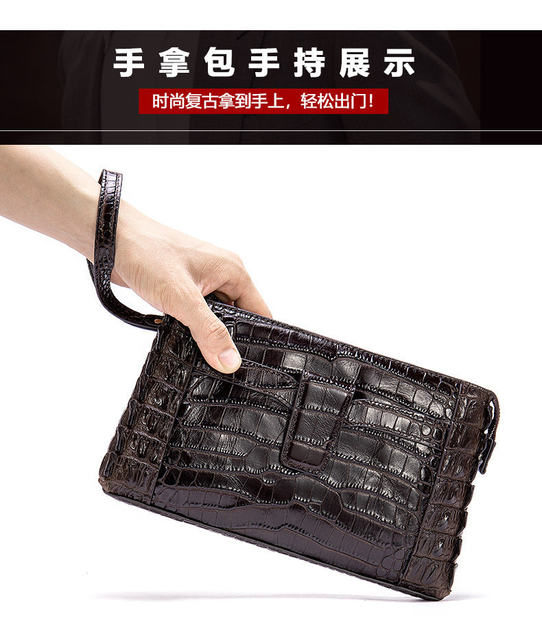 Men's Wallet Cow Leather Crocodile Crest Fashion Clutch Bag Smartphone Coin Card Holder Men's Wallet 