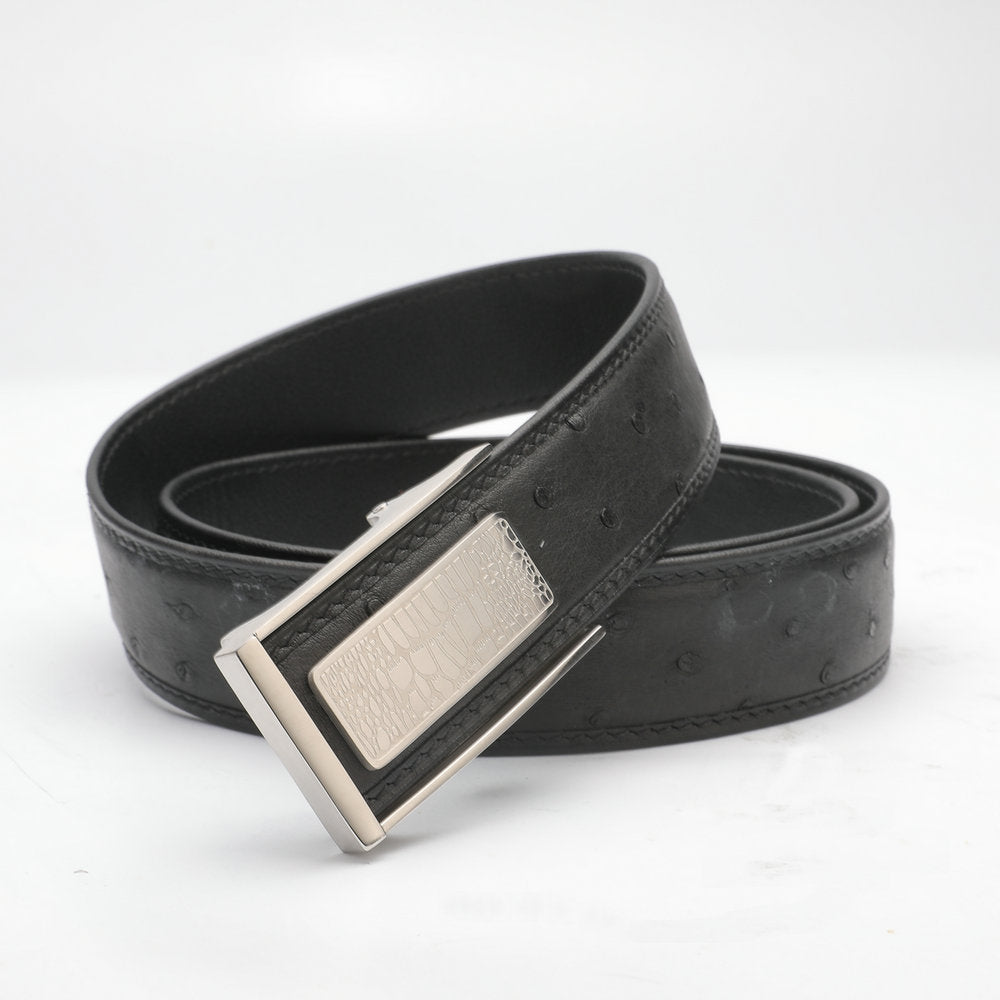 Men's Belt Automatic Buckle Ostrich Skin Genuine Leather Business Casual Men Belt 