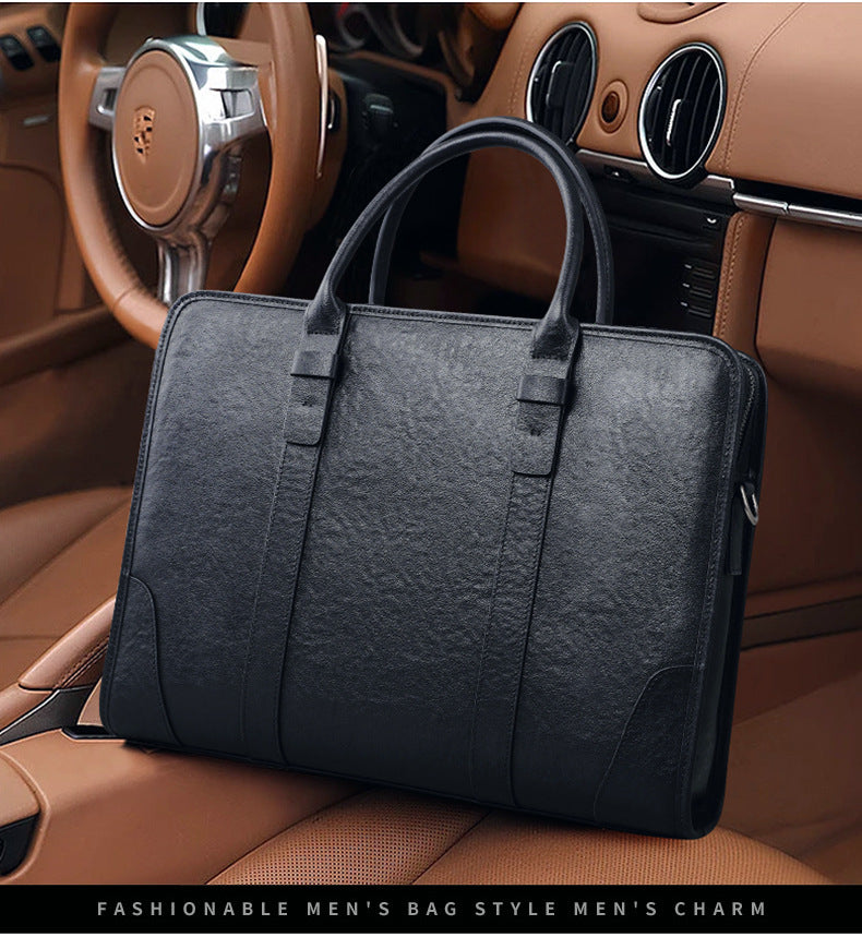 Men's handbag, genuine cowhide leather, handbag, crossbody bag, large capacity computer briefcase 